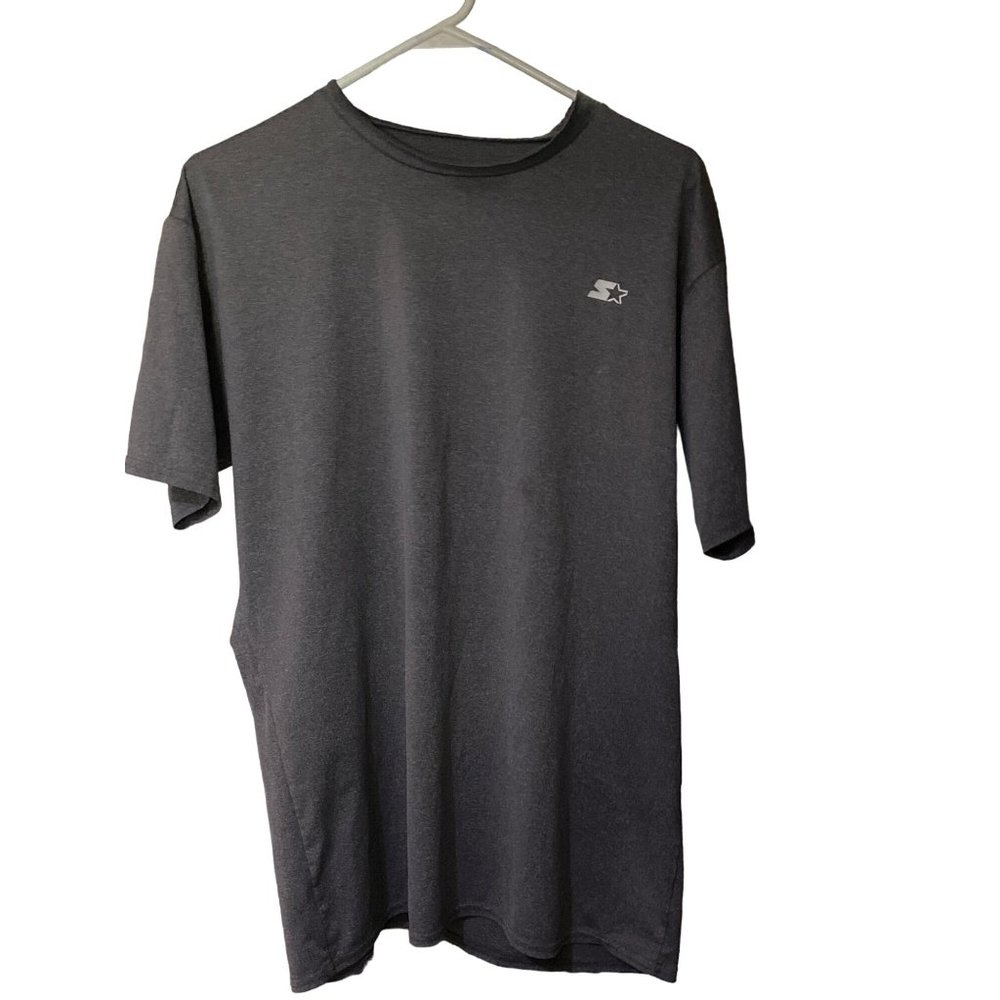 Starter Shirt Adult 3XL XXXL Gray Logo S/S Outdoors Athletic Mens Dri-Star